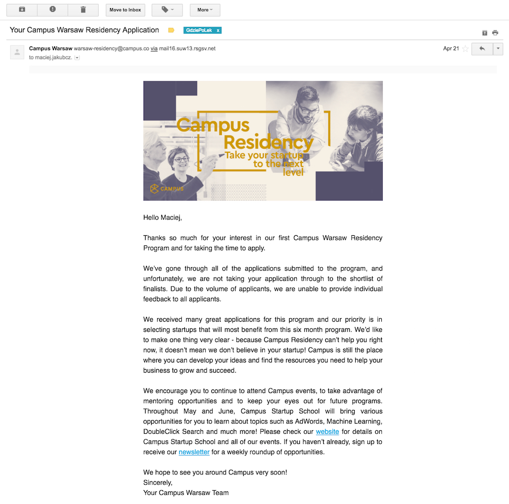 Campus Warsaw Residency Program Campus Warsaw Residency Program - odpowiedź